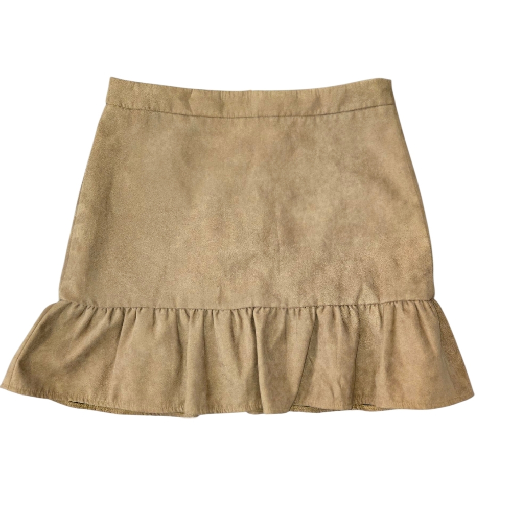 J. Crew Beige Mini Skirt with Ruffle Hem